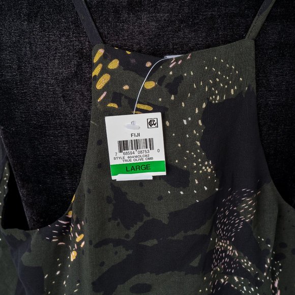 NWTBar III Green Crepe Ruffle Printed Halter Top L - Picture 5 of 6